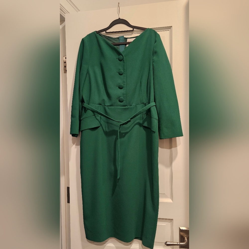 LK Bennett Forest Green Long Sleeve Dress